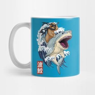 Samurai Sloth on Shark Wave Mug
